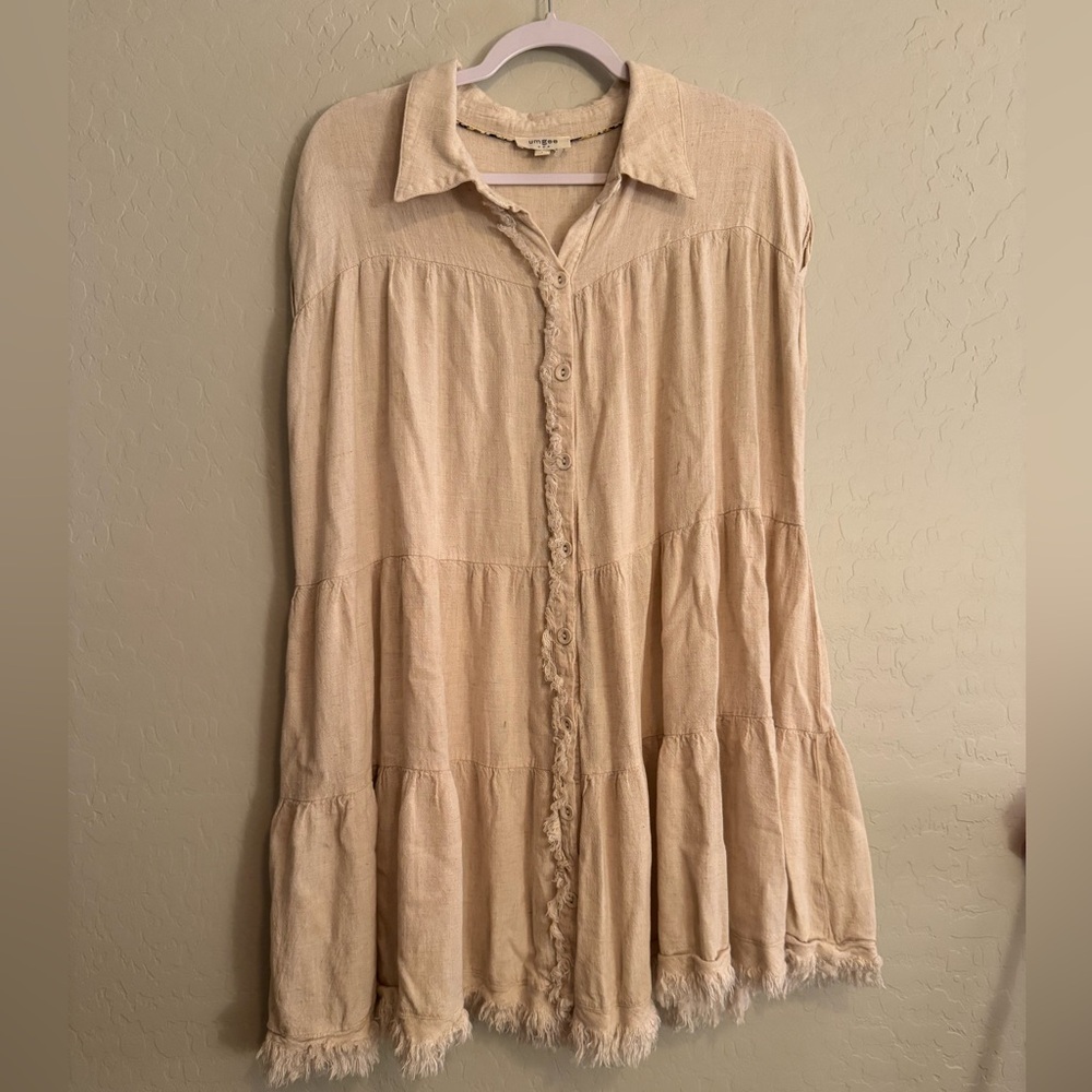 Umgee Cream Button-Up Dress